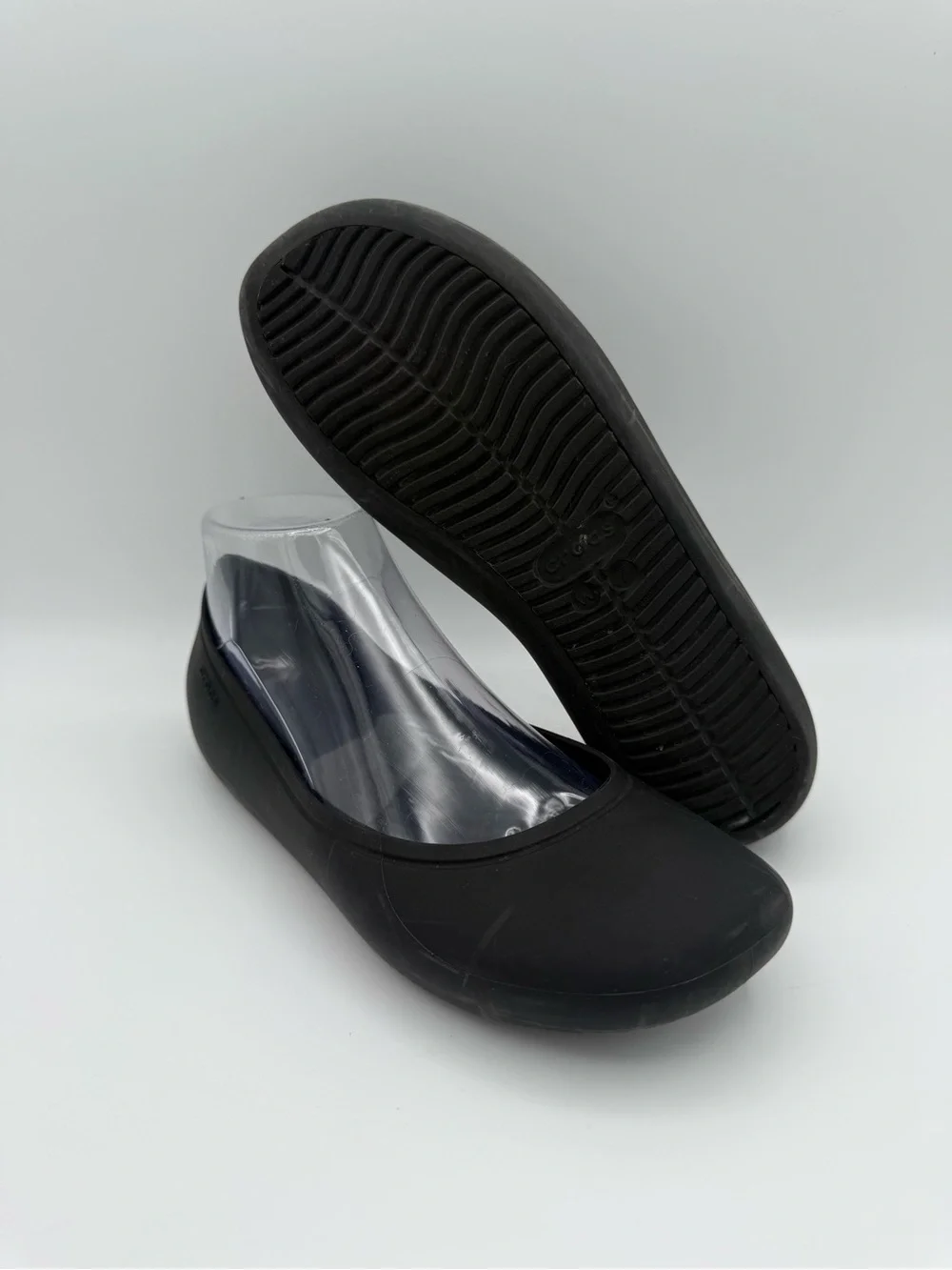 Women's Crocs Brooklyn Black Ballet Dance Dress Flat Slip-On‎ Shoes Size 7